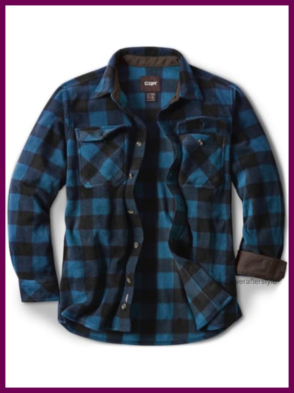 Men's Long Sleeve Heavyweight Fleece Shirt Plaid Button Up Warm Outdoor